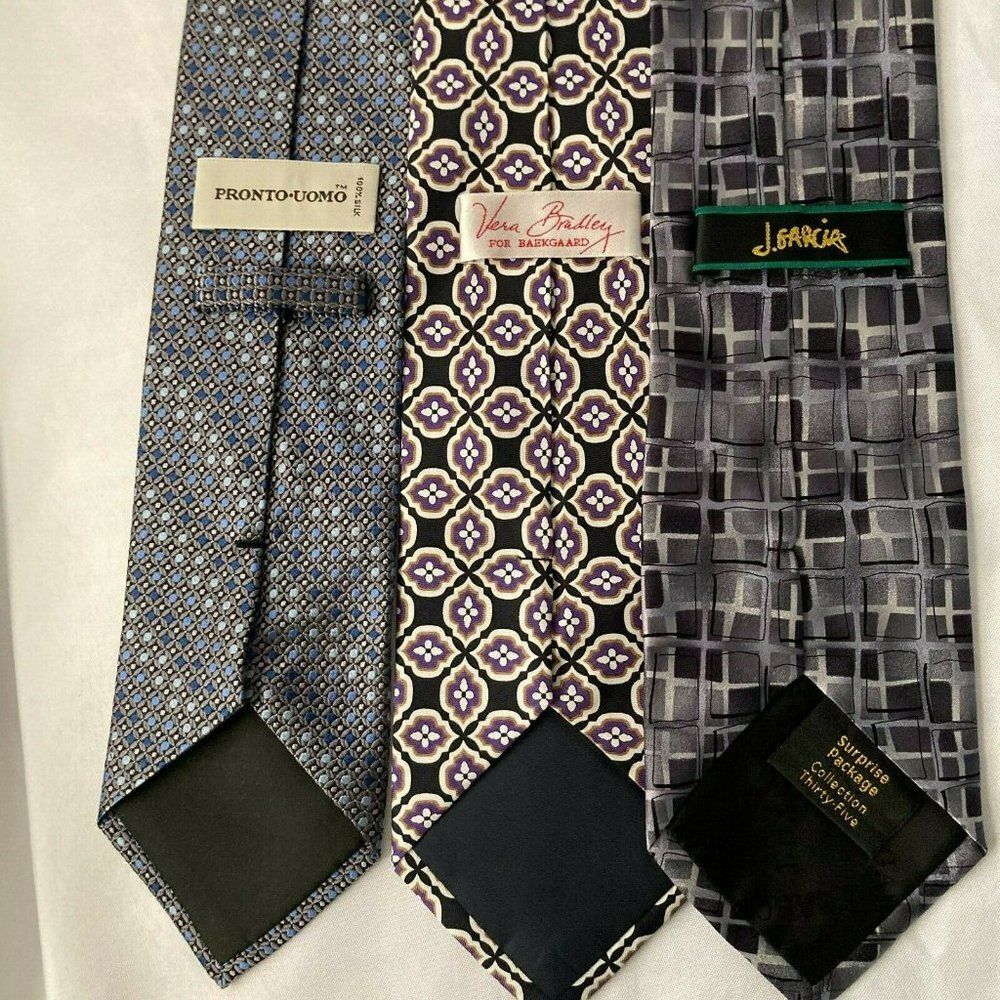 Lot of 3 Designer Silk Ties Vera Bradley Jerry‎ Garcia Pronto Umo Vintage